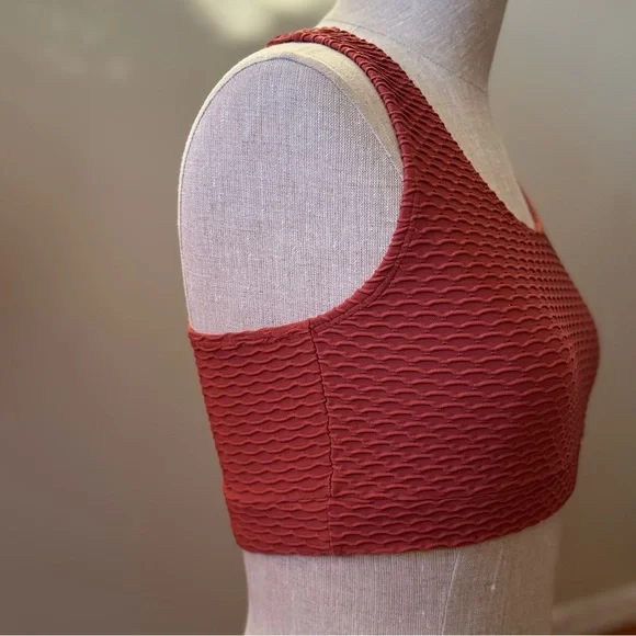 Booty by Brabants Croco Skin Scoop Top Crop Tank with Pads Supportive Orange OS - Picture 4 of 10